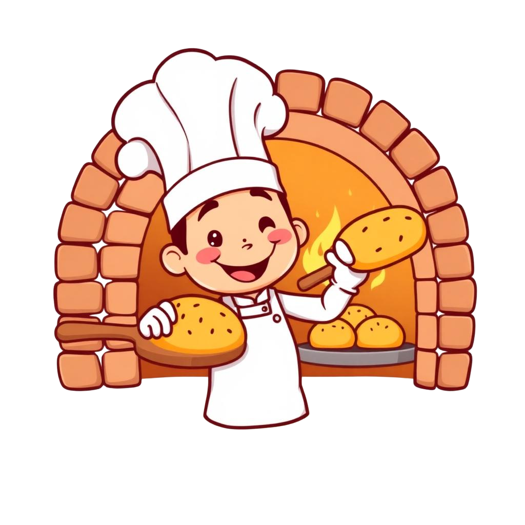 Animated chef baking bread